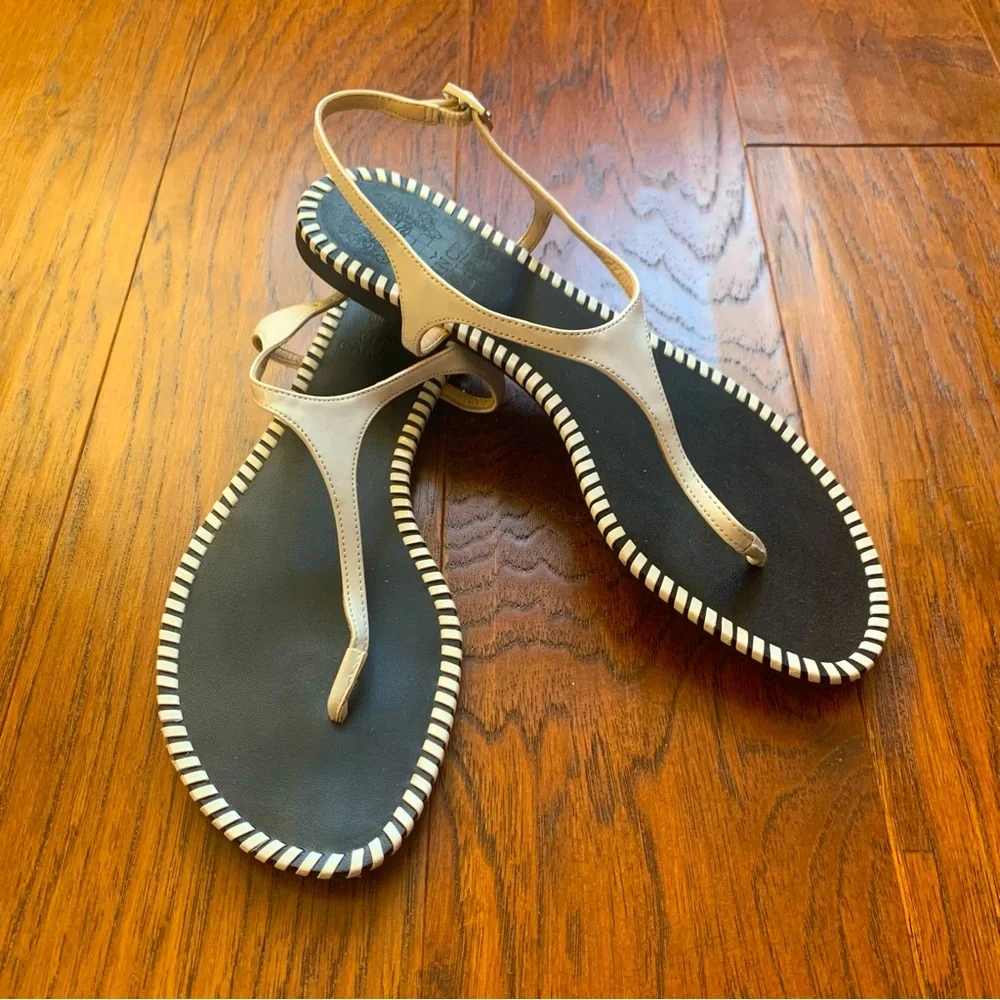 Vince Camuto Black and White Stitch Sandal- Size 6.5 - Picture 1 of 8